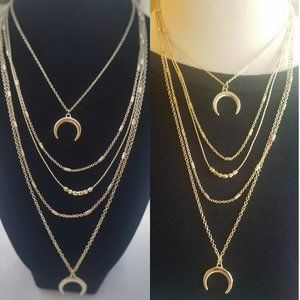 Crescent Moon Layered Necklace